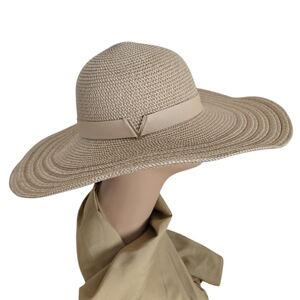 Vince Camuto Wide Brim Floppy Sun Hat – Natural Beige – O/S
